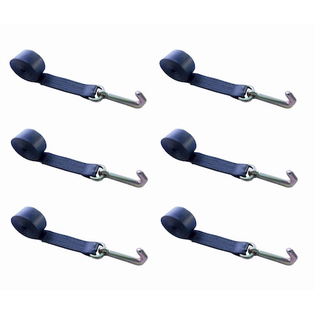 Tie 4 Safe 2" x 10' Lasso Strap w/ Mini J Hook for Towing Wrecker Trailer Tie Down Black, 6PK TWS65-5210-J-BLK-6